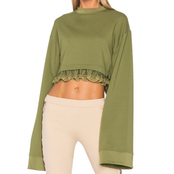 Puma by Rihanna Fenty Cropped Ruffle Sweatshirt - Picture 1 of 10